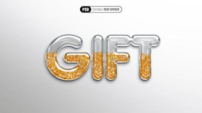 Transparent Christmas Glass and Golden Glitter Text Effect – Free Download