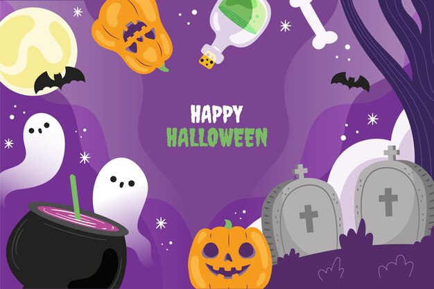 Flat Background for Halloween Celebration – Free Download