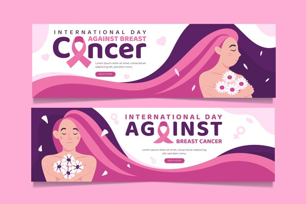 Hand Drawn Flat International Day Against Breast Cancer Banners Set – Free Stock Photos for Download