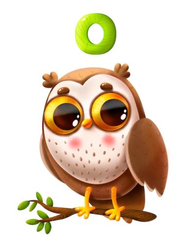 Funny Cartoon Owl with Big Eyes and a Letter of the Alphabet – Free Stock Photo for Download