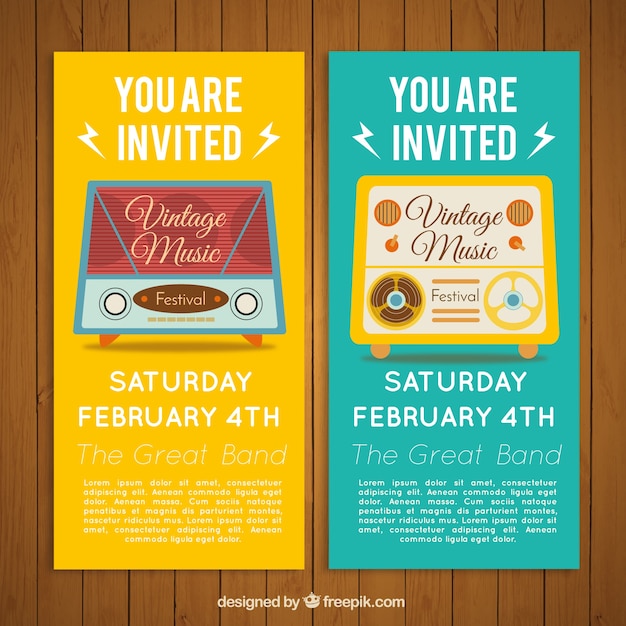 Vintage Music Festival Invitation featuring Radio Design – Free Download