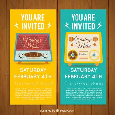 Vintage Music Festival Invitation featuring Radio Design – Free Download