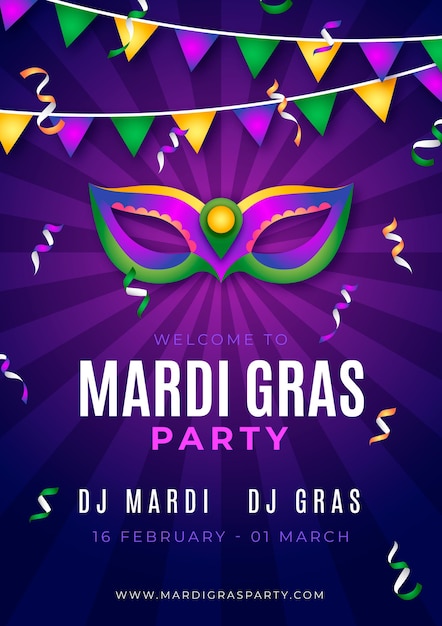 Realistic Mardi Gras Flyer – Free Download