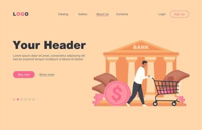 Bank Customer Receiving a Loan: Vector Template for Finance and Banking Services – Free Download