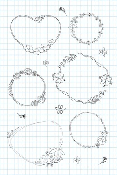 Hand Drawn Flower Wreath Vector Collection – Free Download