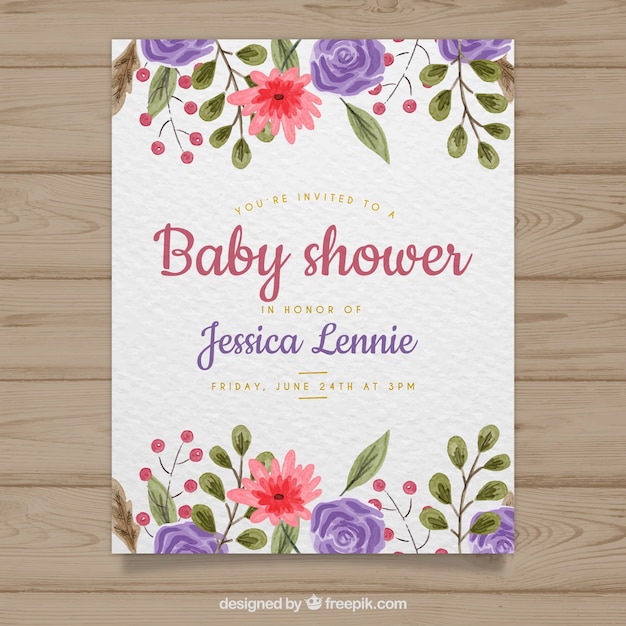 Watercolor Baby Shower Card – Free Download