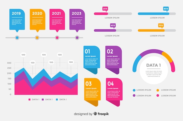 Flat Infographic Elements Collection – Download Free Stock Photo