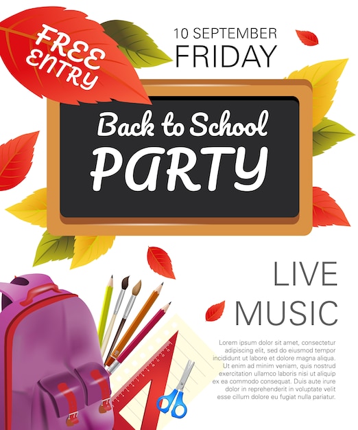 Violet Backpack Back to School Party Flyer – Free Download