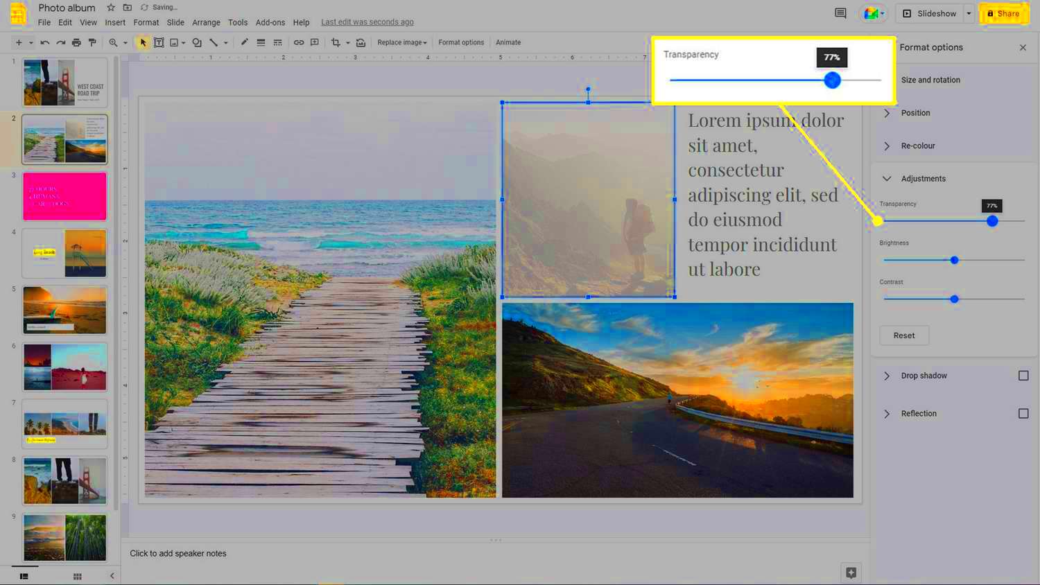 How to Make an Image Transparent in Google Slides