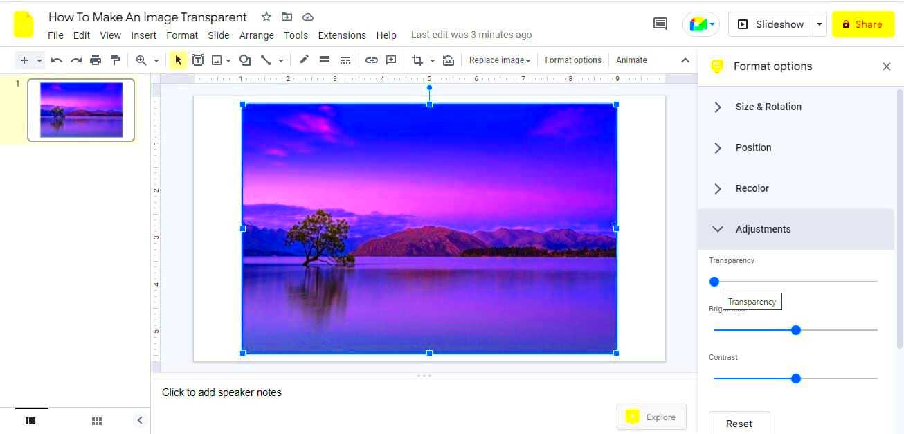 How To Make An Image Transparent In Google Slides  Google Slides Tutorial