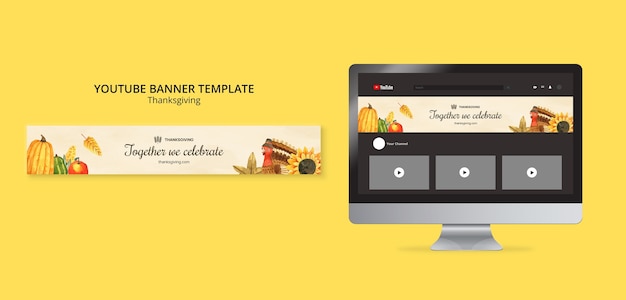 Thanksgiving Celebration YouTube Banner Template – Free Download