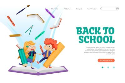 Cartoon Back to School Landing Page Template – Free to Download