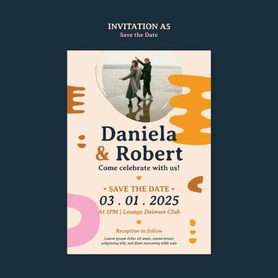 Abstract Shapes Save the Date Template – Free Download