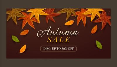 Realistic Horizontal Sale Banner Template for Autumn – Free Download