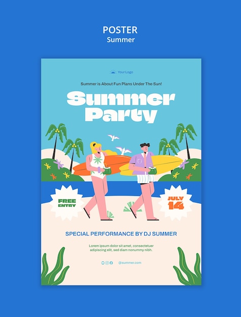 Creative Summer Template Design for Your Projects – Free Download