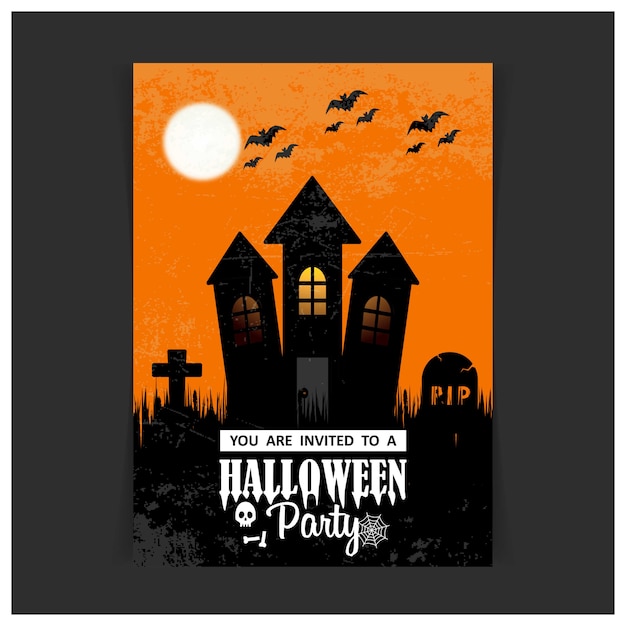 Halloween Party Invitation Design Card Vector – Free Download