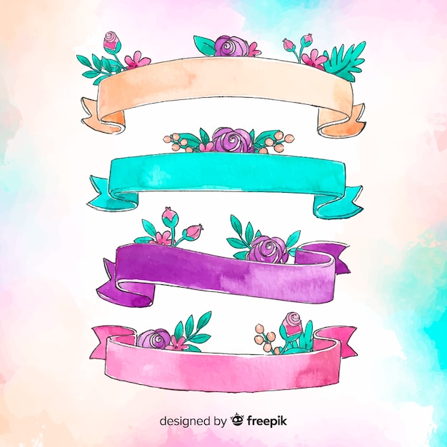 Spring Watercolor Ribbon Set – Free Download