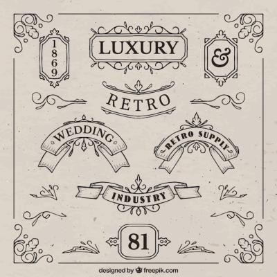 Hand Drawn Decorative Ribbons in Vintage Style – Free Stock Photos for Download