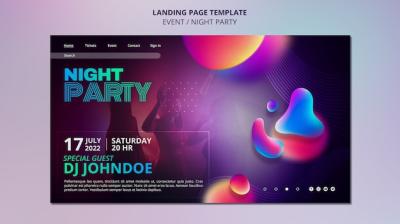 Night Party Landing Page Template Design – Free Stock Photo Download