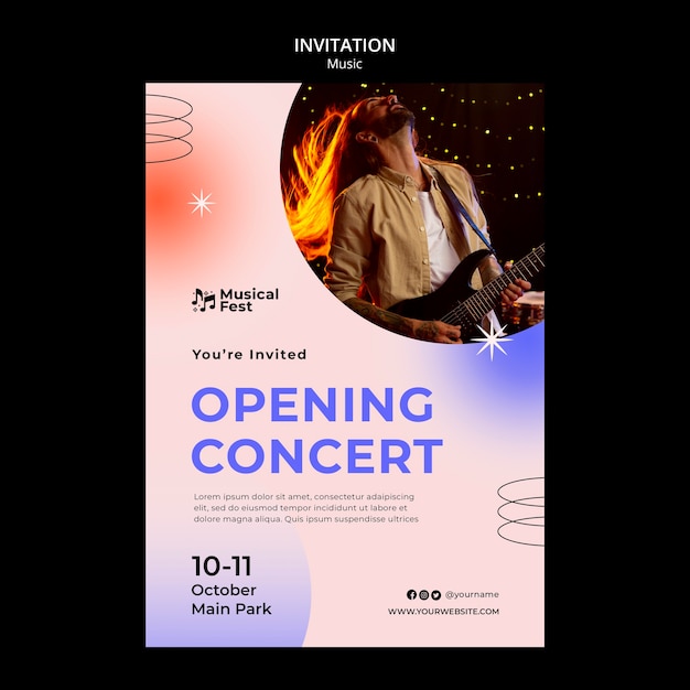 Gradient Music Festival Invitation Template – Free Download