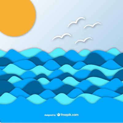 Graphic Background of Sea on Paper – Free Download