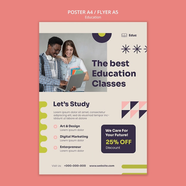 Flat Design Education Template – Free Download