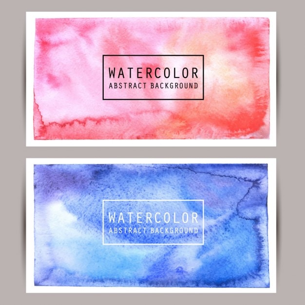 Two Watercolor Banners in Red and Blue for Free Download