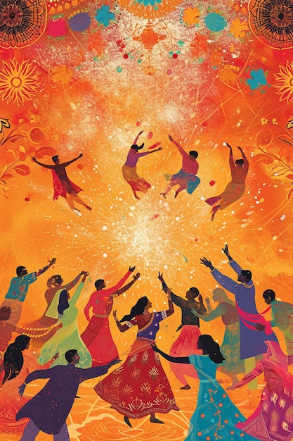 Colorful Holi Powder Dance Illustration – Free Download