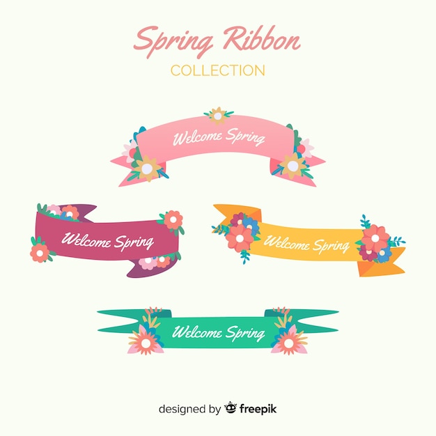 Spring Floral Ribbon Collection – Free Download, Free Stock Photo