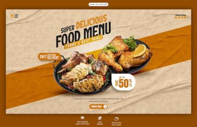 Food Menu and Restaurant Web Banner Template – Free Download