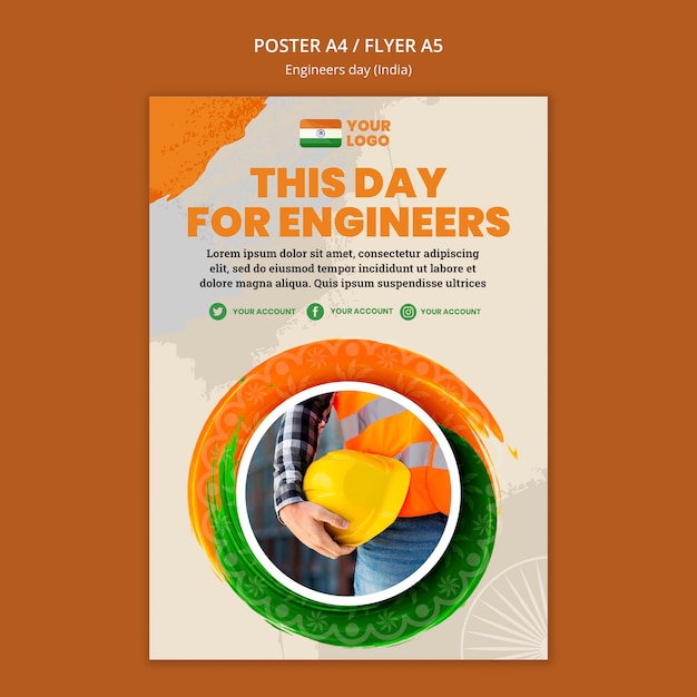 Poster Template for Engineers Day Celebration – Free Stock Photo Download