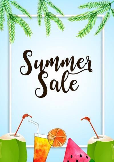 Professional Summer Sale Blue Green Background Banner Vector Template – Free Download