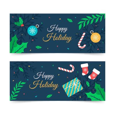 Happy Holidays Christmas Banners Set – Free Download