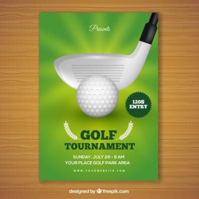 Golf Tournament Poster Design Featuring Club Putting – Free Download