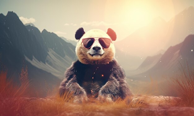 Funny Panda Bear with Sunglasses in Nature – Free Stock Photos for Download