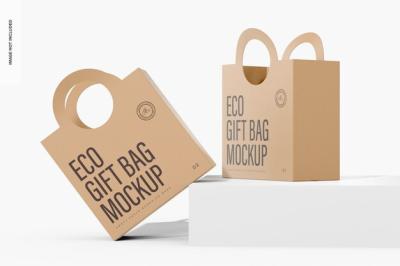 Eco Gift Bags Mockup, Perspective – Free Download