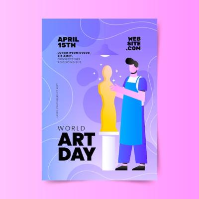 Vertical Gradient World Art Day Poster Template – Free Download