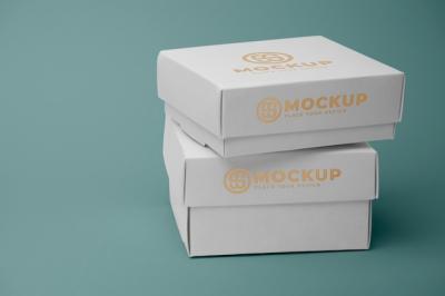 Golden Logo Mockup on Boxes – Free Stock Photo, Download Free