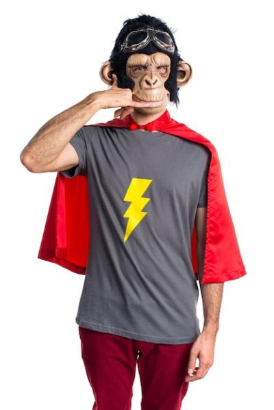 Superhero Monkey Man Making Phone Gesture – Free Stock Photo for Download