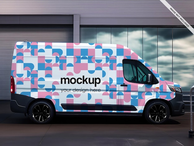 Realistic Cargo Van Mockup for Commercial Car Stickers and EV Wraps – Free Download