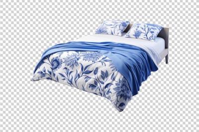 Block Printed Bed Sheet on Transparent Background – Free Stock Photo for Download