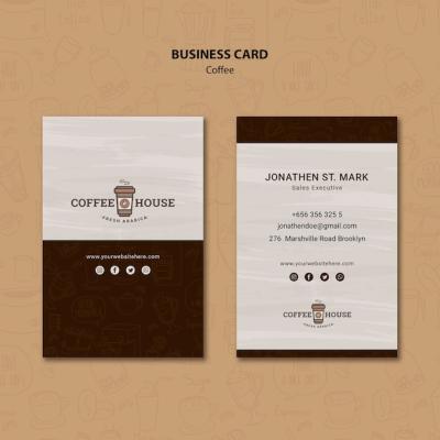 Coffee Shop Business Card Template Featuring Hand-Drawn Elements – Free Download