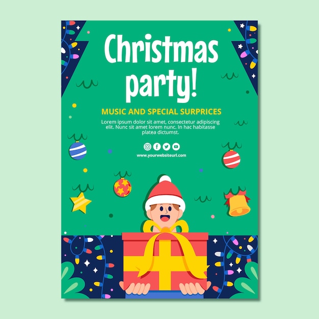 Flat Christmas Party Vertical Poster Template – Free Download