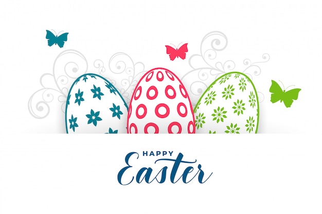 Happy Easter Festival Greeting with Eggs and Butterfly – Free Download