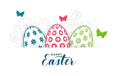 Happy Easter Festival Greeting with Eggs and Butterfly – Free Download