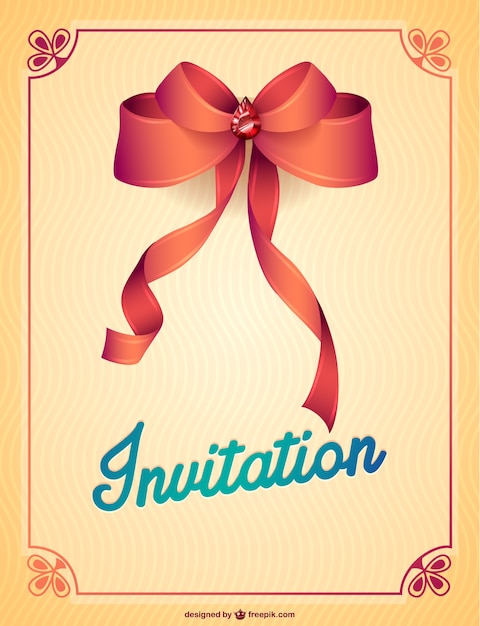 Elegant Party Invitation with Red Ribbon – Free Download