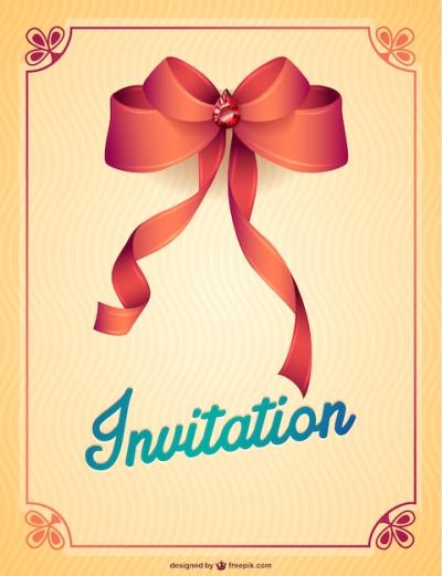 Elegant Party Invitation with Red Ribbon – Free Download