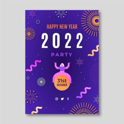 Gradient New Year Vertical Poster Template – Free Download