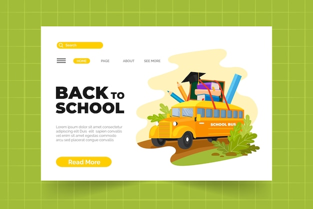 Back to School Flat Landing Page Template – Free Download