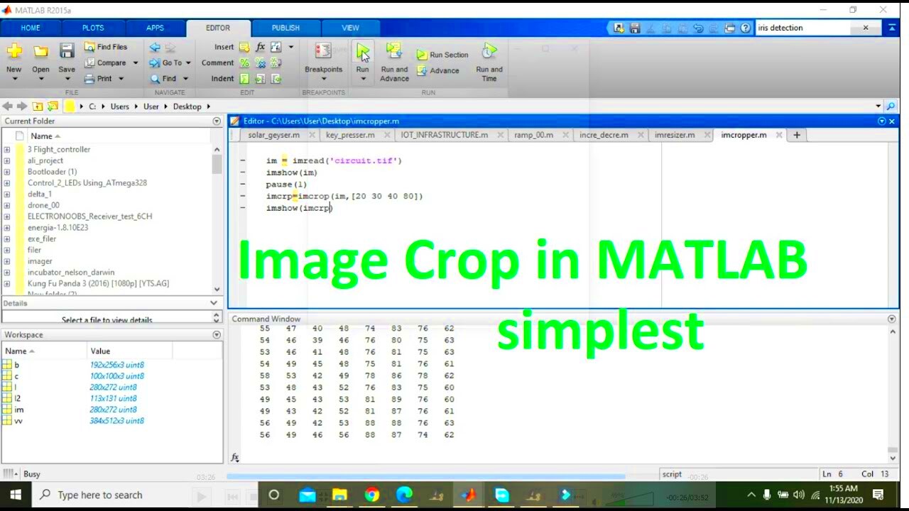 how to crop an image in matlab  image cropping in matlab  YouTube